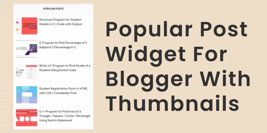 Popular Post Widget For Blogger With Thumbnails